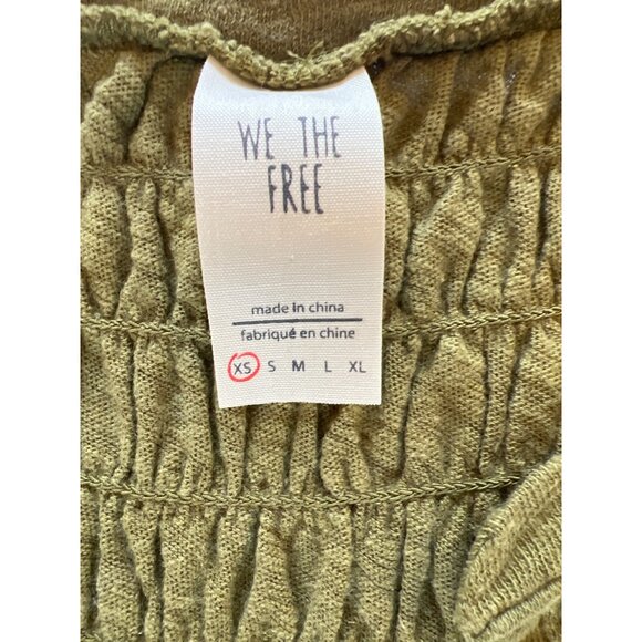 We The Free Olive Green Sleeveless Smocked Top XS Linen/Cotton Blend Womens Rela - Picture 2 of 4